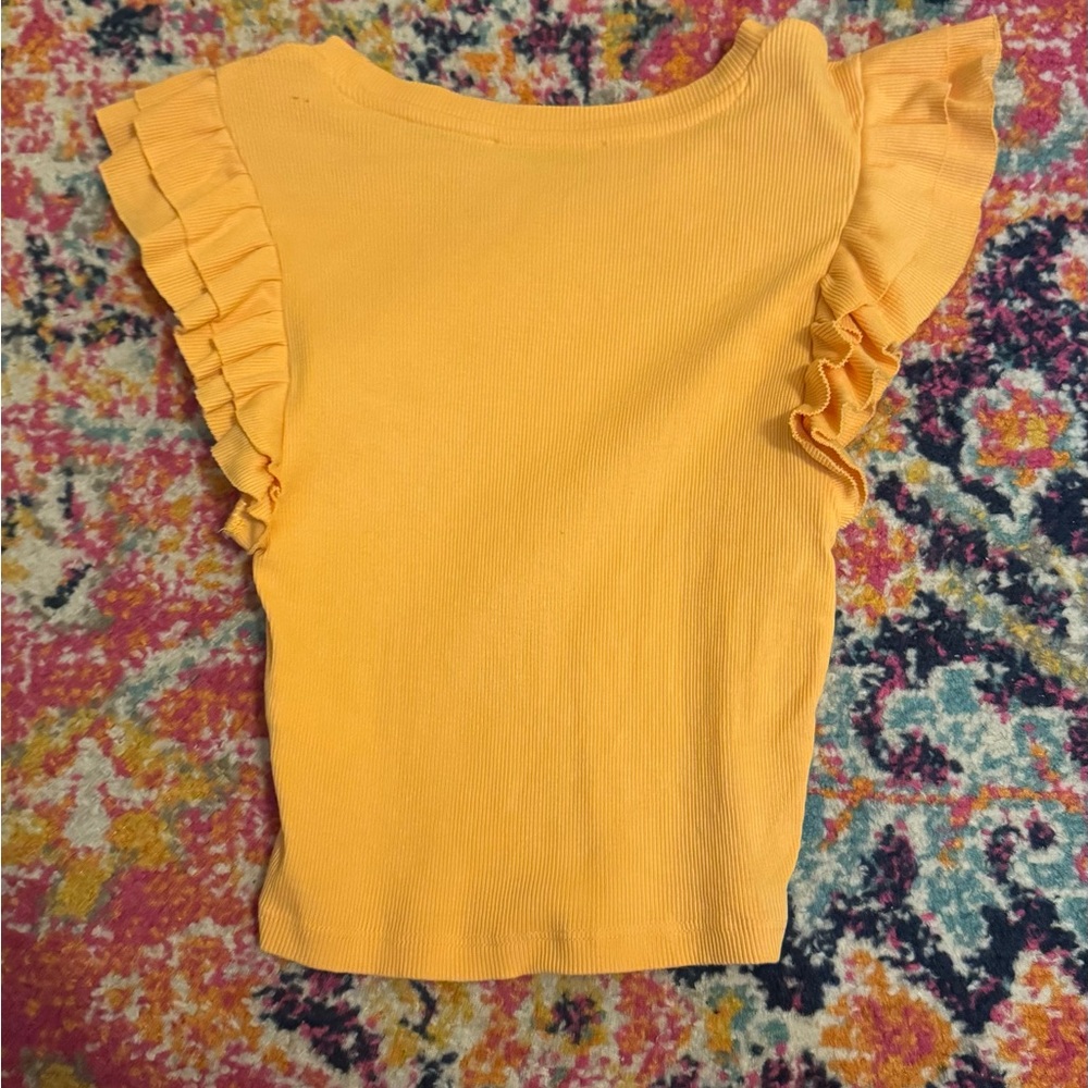 Ruffled Sleeve Yellow Top